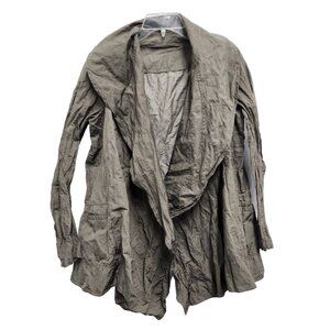 Rodika Zanian Womens Lagenlook Jacket Large Olive Green Shawl Collar Open
